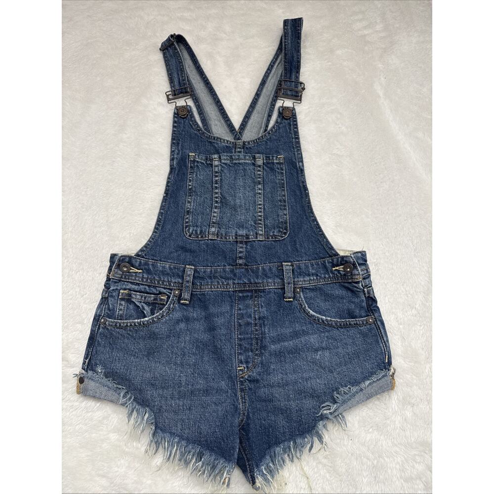 Free People Size 25 We The Free Shortalls Summer Babe Hi Lo Denim Jean Boho